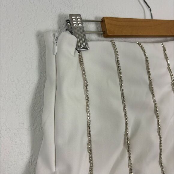 2 Pc Set! Altar'd State White with Jeweled Stripe Cropped Tank & Mini Skirt - Picture 10 of 12